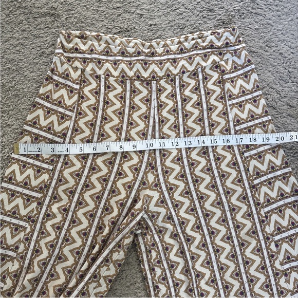FARM Rio Cream and Brown Geometric Wide Leg Pants GEO print - Picture 9 of 16